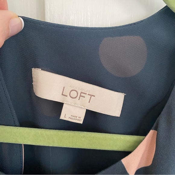 Loft Gray and Pink Polka Dot Dress - Picture 4 of 7